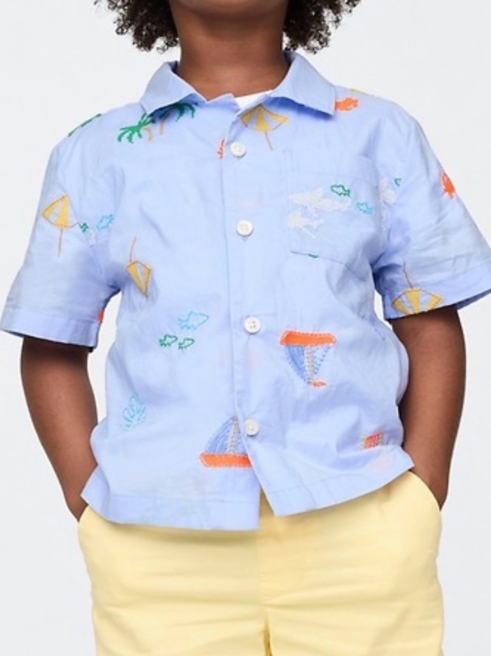 GAP Embroidered Organic Cotton Cabana Shirt 4T